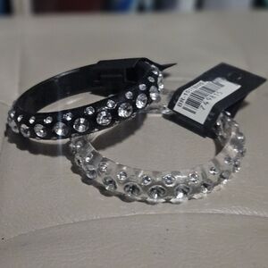 Stylish Black and Clear Crystal Bangle Bracelets